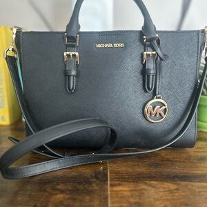 Michael Kors Black Satchel with Gold Accents